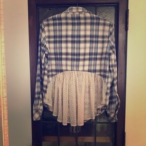 Anthropologie Holding Horses Flannel Lace Top